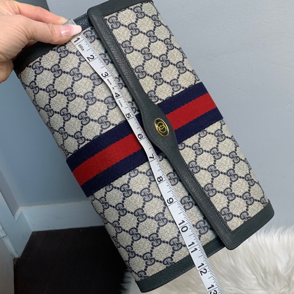 Authentic and vintage navy blue Gucci Ophidia Sherry Line XL clutch - Picture 9 of 17